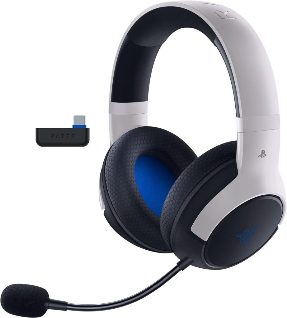 Razer Kaira HyperSpeed Wireless Gaming Headset for Playstation 5 / PS5, PS4, PC, Mobile: 50mm Drivers - HyperClear Cardioid Mic - Memory Foam Cushions - Bluetooth - 30 Hr Battery - White Black