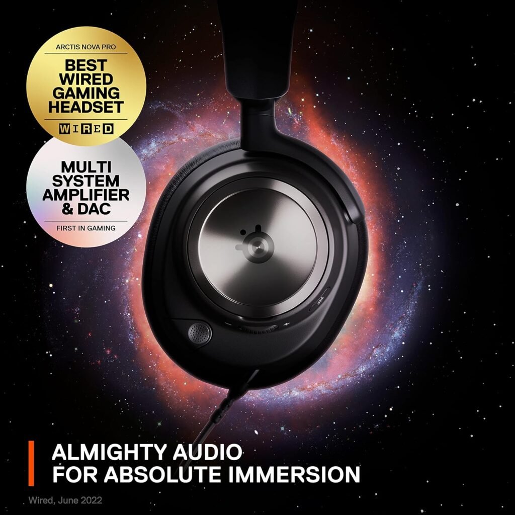 SteelSeries Arctis Nova ProMulti-System Gaming Headset - Hi-Fi Drivers - Hi-Res Audio - 360° Spatial Audio - GameDAC Gen 2 - ESS Sabre Quad-DAC - Stealth Retractable Mic - PC, PS5, PS4, Switch Wired