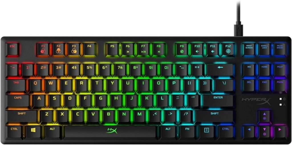 HyperX Alloy Origins Core - Tenkeyless Mechanical Gaming Keyboard, Software Controlled Light  Macro Customization, Compact Form Factor, RGB LED Backlit, Tactile HyperX Aqua Switch,Black