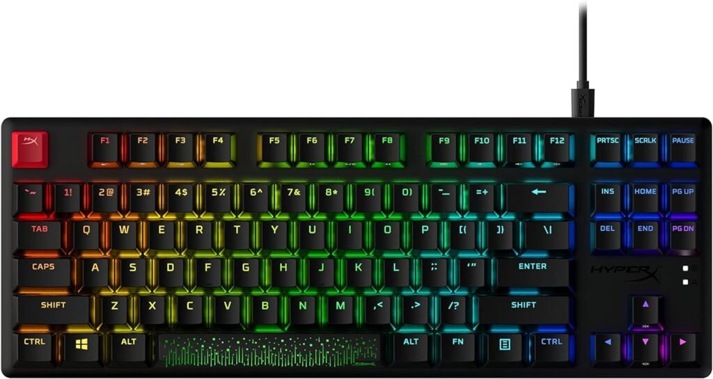 HyperX Alloy Origins Core - Tenkeyless Mechanical Gaming Keyboard, Software Controlled Light  Macro Customization, Compact Form Factor, RGB LED Backlit, Tactile HyperX Aqua Switch,Black