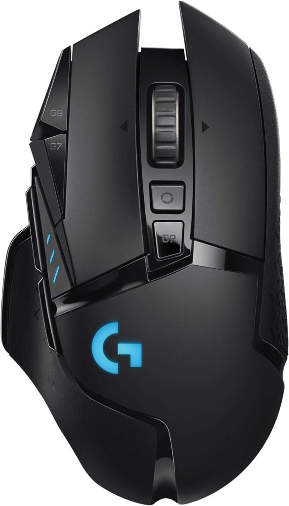 Logitech G502 Lightspeed Wireless Gaming Mouse, 25K Hero Gaming Sensor, 25600 DPI, RGB, Ultra-Light, 11 Programmable Buttons, Long Life Battery, PowerPlay-Compatible, PC - Black