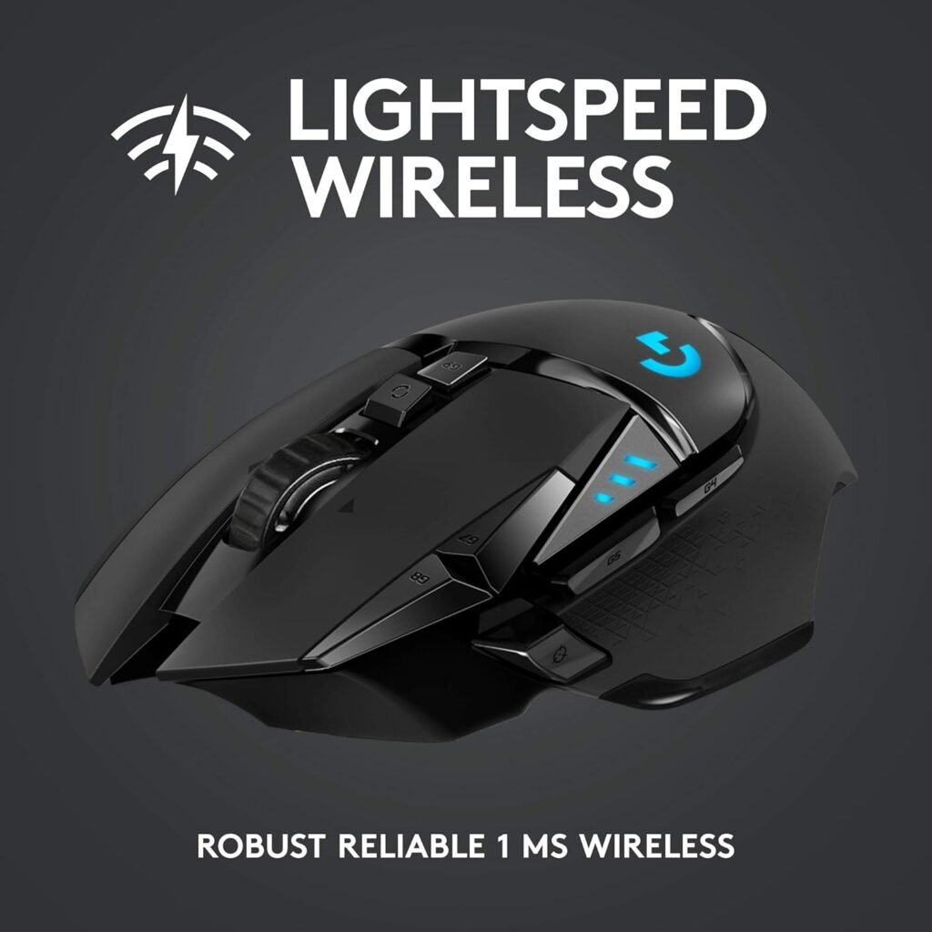 Logitech G502 Lightspeed Wireless Gaming Mouse, 25K Hero Gaming Sensor, 25600 DPI, RGB, Ultra-Light, 11 Programmable Buttons, Long Life Battery, PowerPlay-Compatible, PC - Black