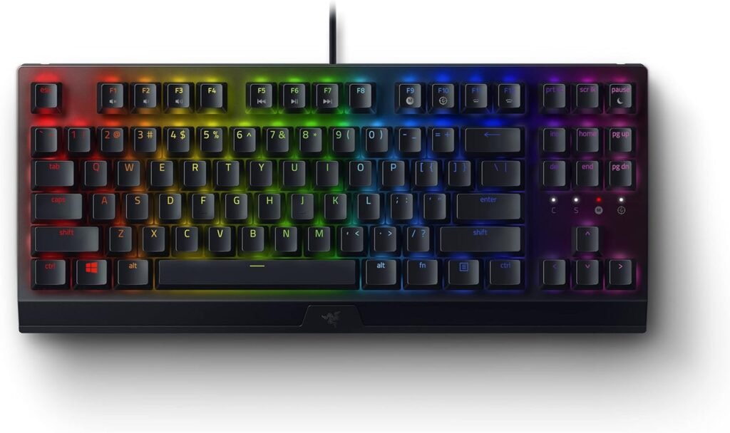 Razer BlackWidow V3 Tenkeyless TKL Mechanical Gaming Keyboard: Yellow Mechanical Switches - Linear  Silent - Chroma RGB Lighting - Compact Form Factor - Programmable Macros - USB Passthrough