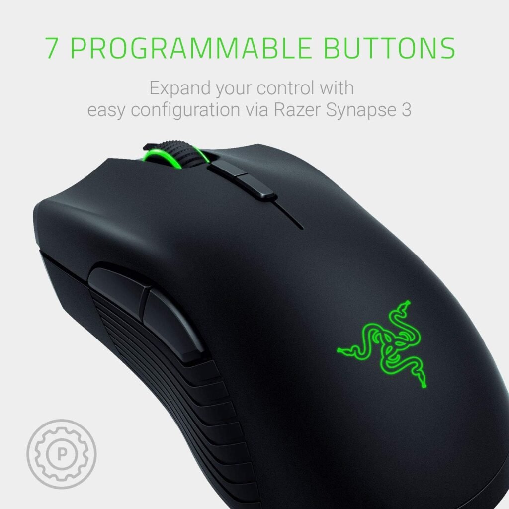 Razer Mamba Wireless Gaming Mouse: 16,000 DPI Optical Sensor - Chroma RGB Lighting - 7 Programmable Buttons - Mechanical Switches - Up to 50 Hr Battery Life