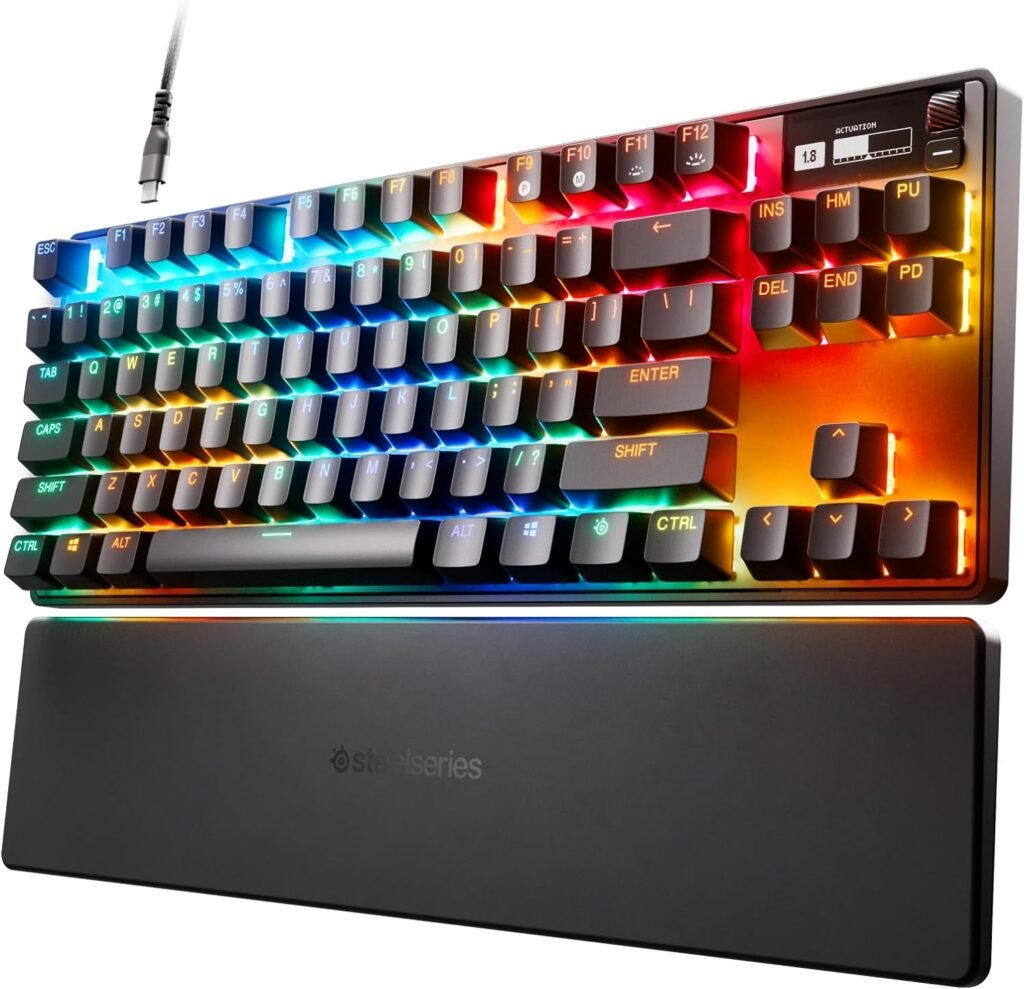 SteelSeries Apex Pro TKL HyperMagnetic Gaming Keyboard - Worlds Fastest Keyboard - Adjustable Actuation - Esports Tenkeyless - OLED Screen - RGB - PBT Keycaps - USB-C - 2023 Edition,Black